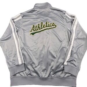 Dynasty Oakland A's Athletics MLB Track Jacket Men's L Las Vegas Top Jersey Gray